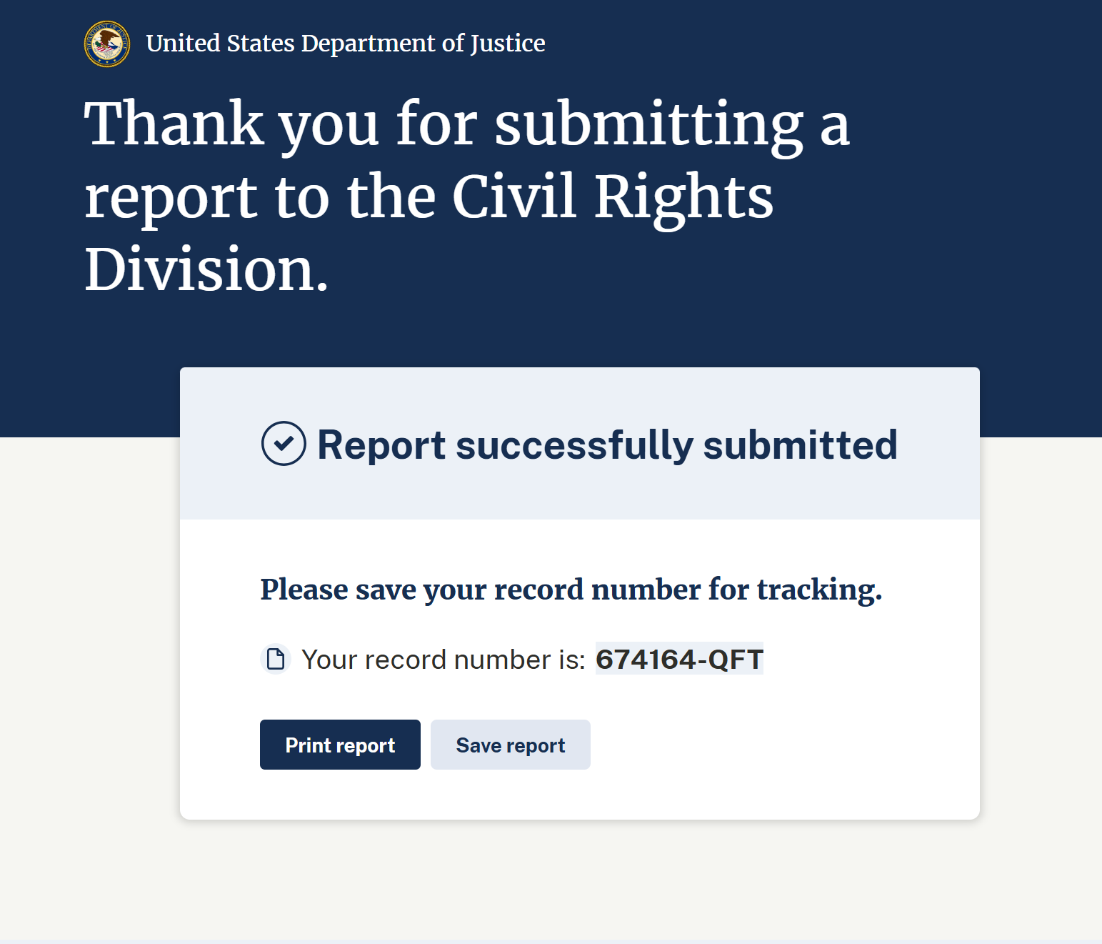 Archived report dated 2025-02-24: United States Department of Justice Thank you for submitting a report to the Civil Rights Division. . Automated OCR excerpt; verify against the source image.